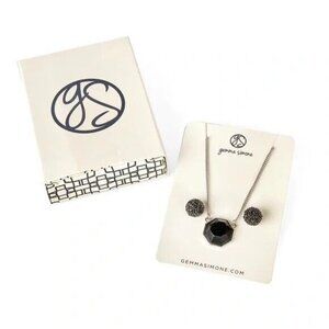 Gemma Simone Demi Silver Necklace & Earring Set Matte Black New in Box